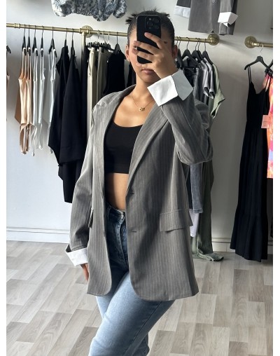 BLAZER À RAYURES [ GRIS ]